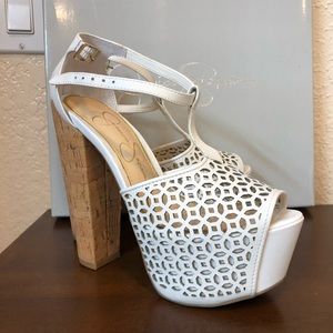 Jessica Simpson cork back platforms